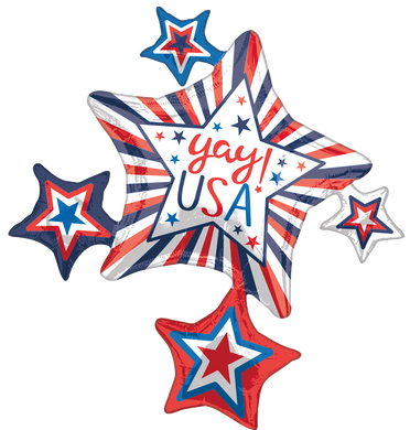 USA Star Cluster Shape Foil Balloon 35 in.