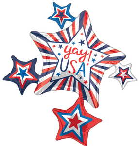 USA Star Cluster Shape Foil Balloon 35 in.