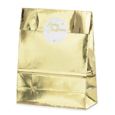 Gold Gift Bags 7 x 11 x 3 in. (3 Pieces) PartyDeco USA