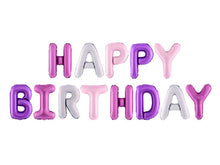 Load image into Gallery viewer, Purple Mix Happy Birthday Banner Foil Balloon 134 in.