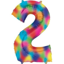 Load image into Gallery viewer, Rainbow Splash Foil Number Balloons (0 to 9) - 34 in.