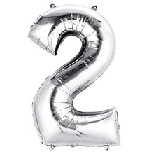 Load image into Gallery viewer, Silver Foil Number Balloons (0 to 9) - 34 in.