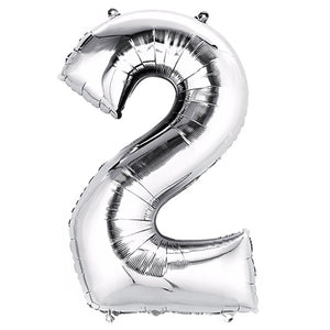 Silver Foil Number Balloons (0 to 9) - 14 in.