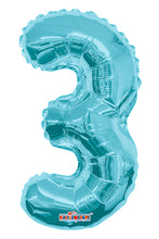 Load image into Gallery viewer, Light Blue Foil Number Balloons (0 to 9) - 14 in.
