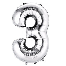 Load image into Gallery viewer, Silver Foil Number Balloons (0 to 9) - 16 in.