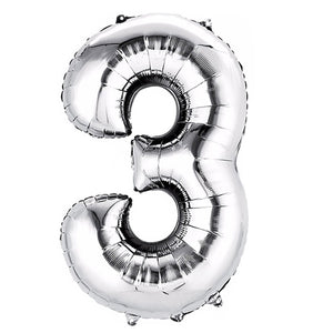 Silver Foil Number Balloons (0 to 9) - 34 in.