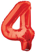 Load image into Gallery viewer, Red Foil Number Balloons (0 to 9) - 34 in.