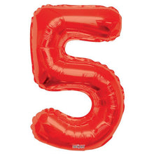 Load image into Gallery viewer, Red Foil Number Balloons (0 to 9) - 34 in.