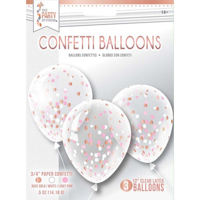 Confetti Balloons - Clear / Rose Gold Mix 12 in.
