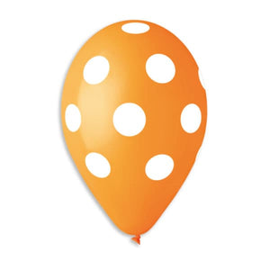 Polka Solid Balloon Orange-White 12 in.