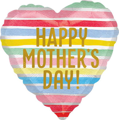 Happy Mother's Day Satin Stripes Foil Balloon 18 in.