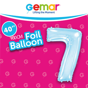 Pastel Blue Foil Number Balloons (0 to 9)