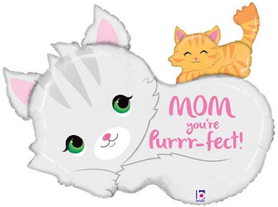 Mom You're Purrr-fect! Cat Shape Shape Foil Balloon - 35 in.