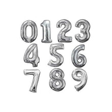 Load image into Gallery viewer, Silver Foil Number Balloons (0 to 9) - 14 in.