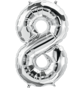 Silver Foil Number Balloons (0 to 9) - 14 in.