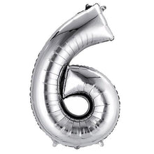 Load image into Gallery viewer, Silver Foil Number Balloons (0 to 9) - 16 in.