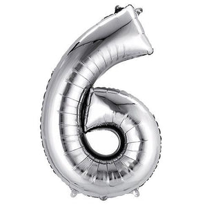 Silver Foil Number Balloons (0 to 9) - 16 in.