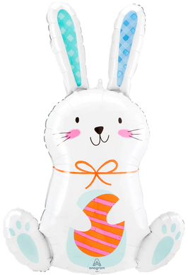 White Funny Bunny Shape Foil Balloon 33 in.