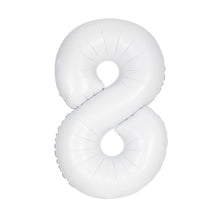 Cargar imagen en el visor de la galería, Globos con números de aluminio blanco mate (0 a 9) - 34 pulgadas