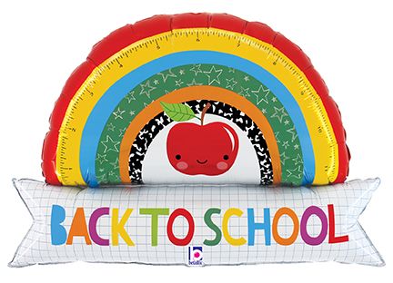 Back to School Rainbow Banner Foil Balloon 29 in.