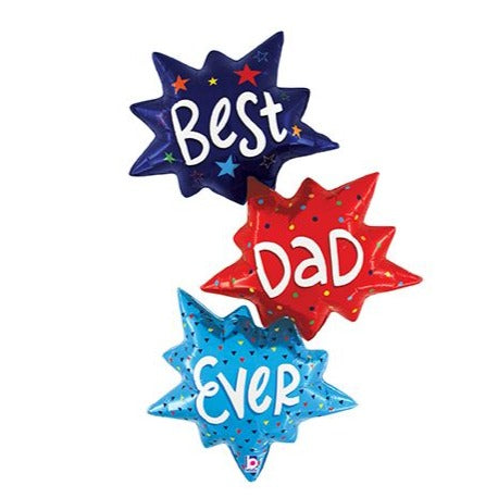 Best Dad Ever Star Burst Foil Balloon 41 in.