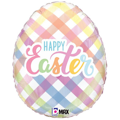 Happy Easter Egg Plaid Foil Balloon 18 in.