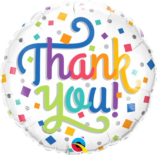 Thank You Colorful Confetti Round Foil Balloon 18 in.