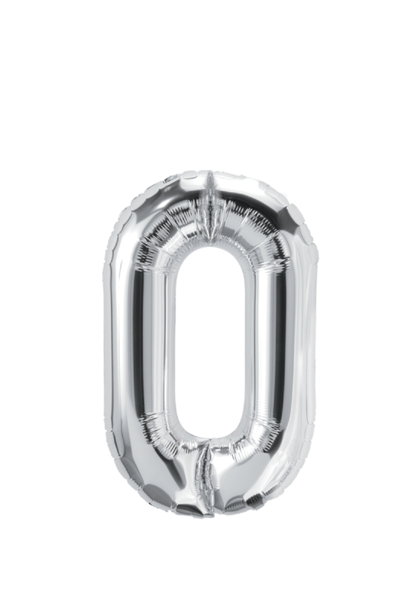 DecoChamp Silver Foil Number Balloons (0 to 9) - 34 in.