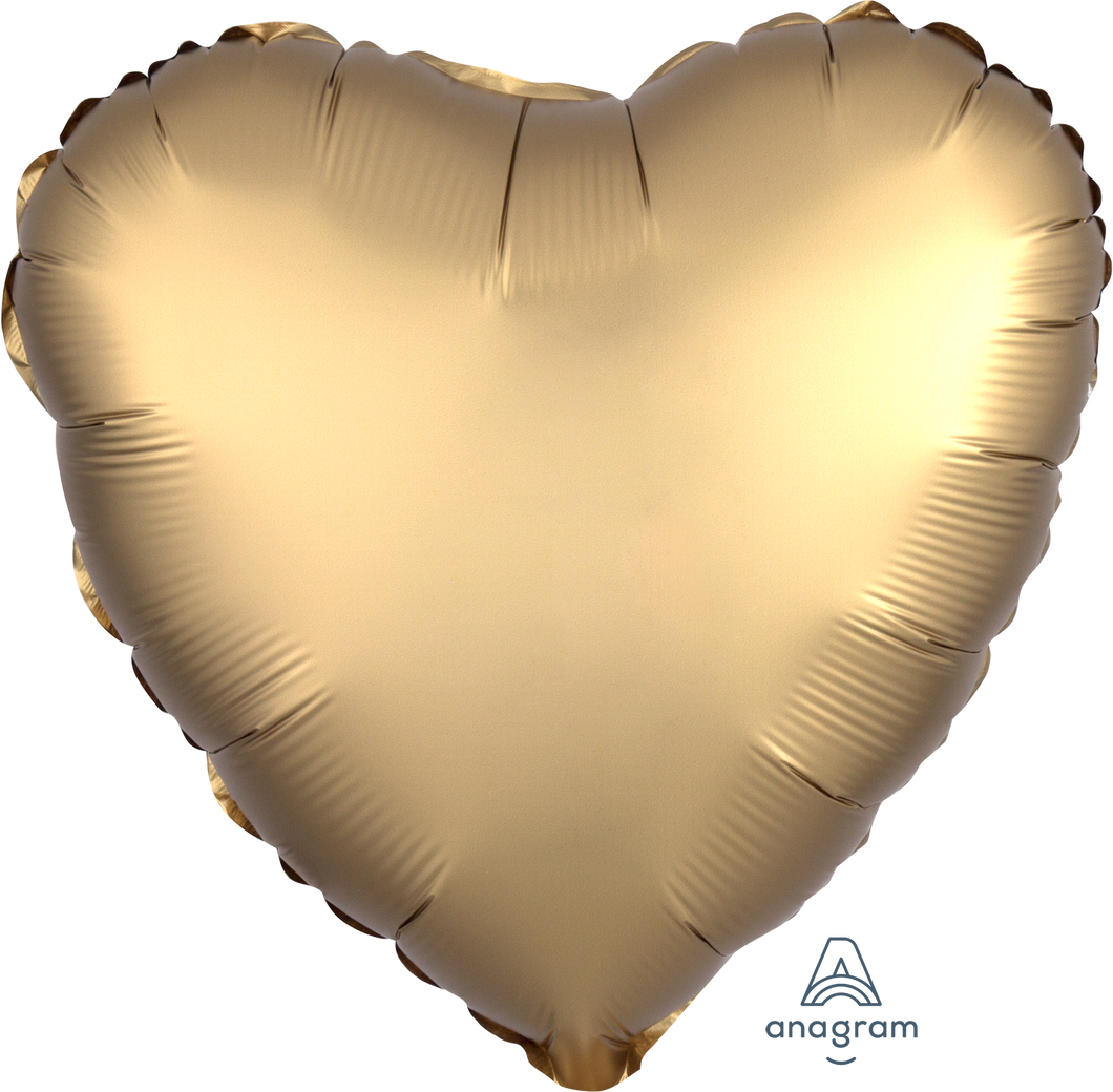 Solid Heart Shape Foil Satin Luxe Gold -17 in.