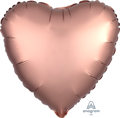 Solid Heart Shape Foil Satin Luxe Rose Copper - 17 in.