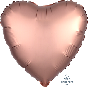 Solid Heart Shape Foil Satin Luxe Rose Copper - 17 in.