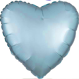 Papel de aluminio satinado de lujo en forma de corazón sólido, azul pastel, 17 pulgadas