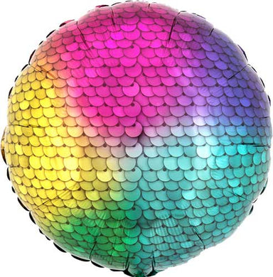 Rainbow Jewel Sequins Round Foil Balloon 17 in.