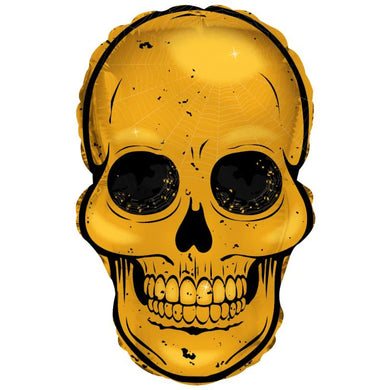 Golden Skull Foil Balloon 14 in. (2 pack Air-filled)