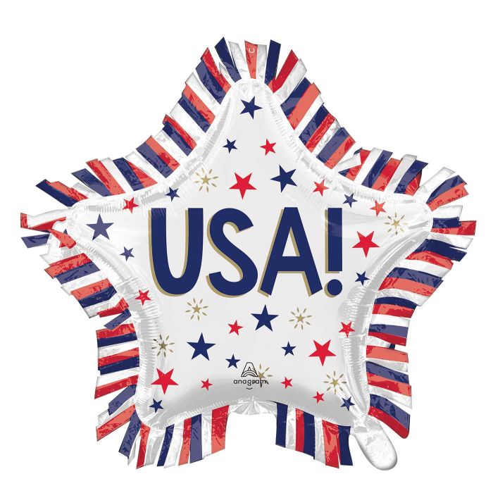 USA Fringe Star Shape Foil Balloon 28 in.