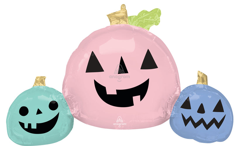 Pastel Halloween Pumpkins Shape Foil Balloon 35 in.