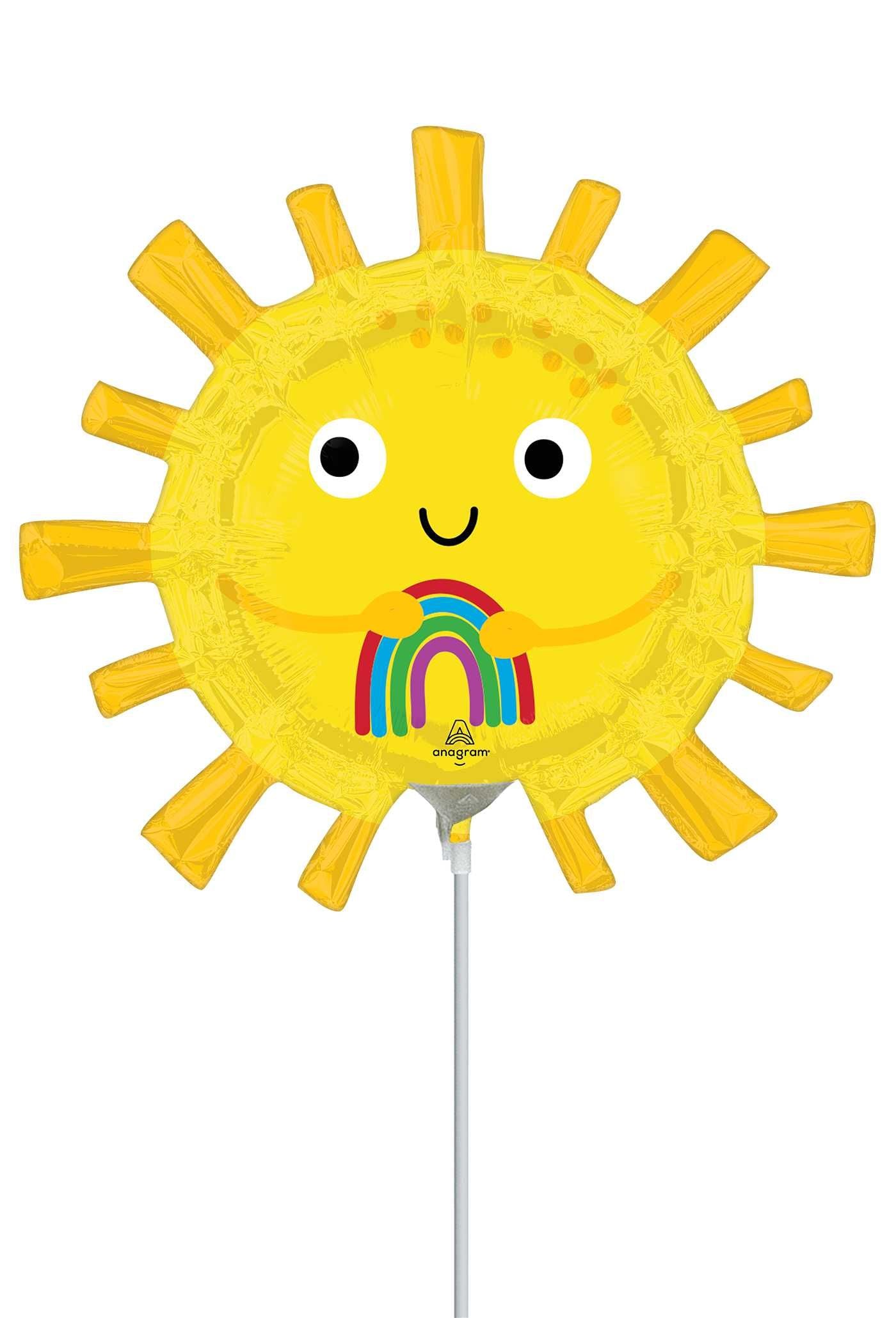 Globo de aluminio Happy Sun de 14 pulgadas (solo inflado con aire) | Paquete de 2