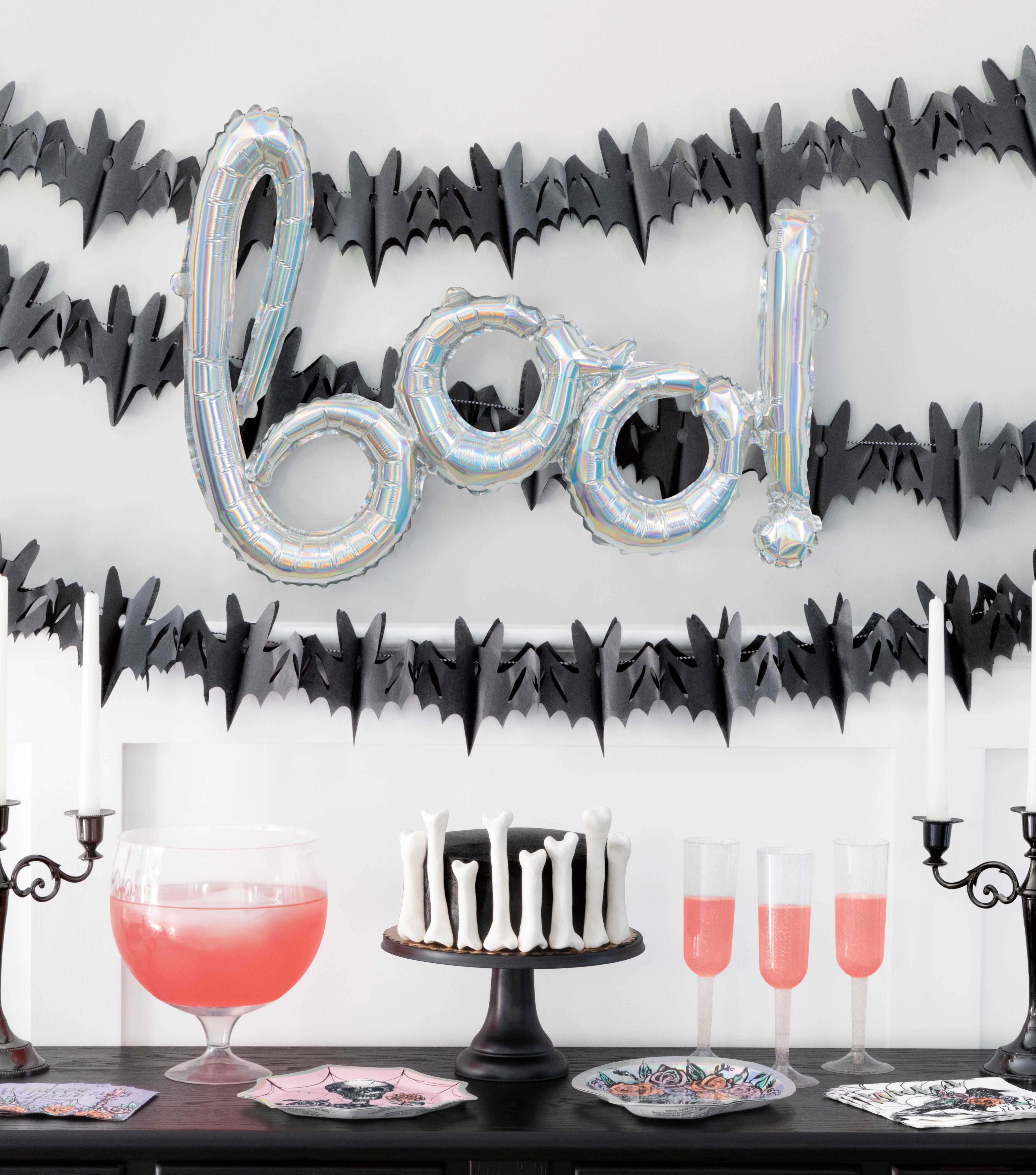 Silver Holo Boo Script Foil Balloon 25 in.