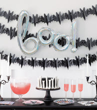 Load image into Gallery viewer, Silver Holo Boo Script Foil Balloon 25 in.