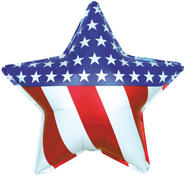 Patriotic Star Shape Foil Balloon 34 in.