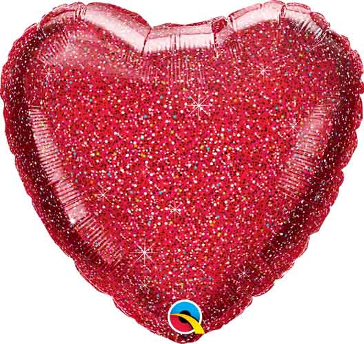 Solid Heart Shape Foil Faux Holo Red - 18 in.