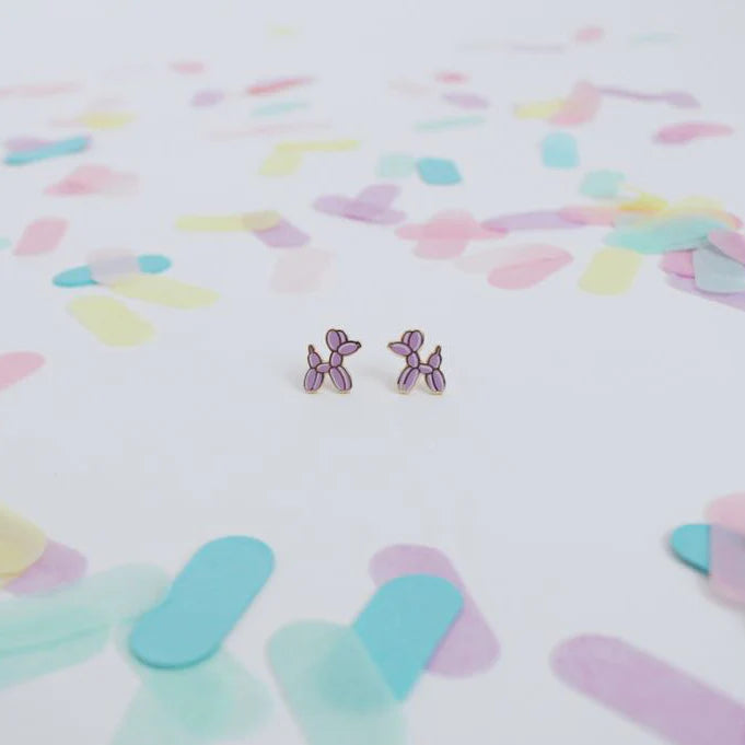 Balloon Dog Shaped Earrings - Lavender