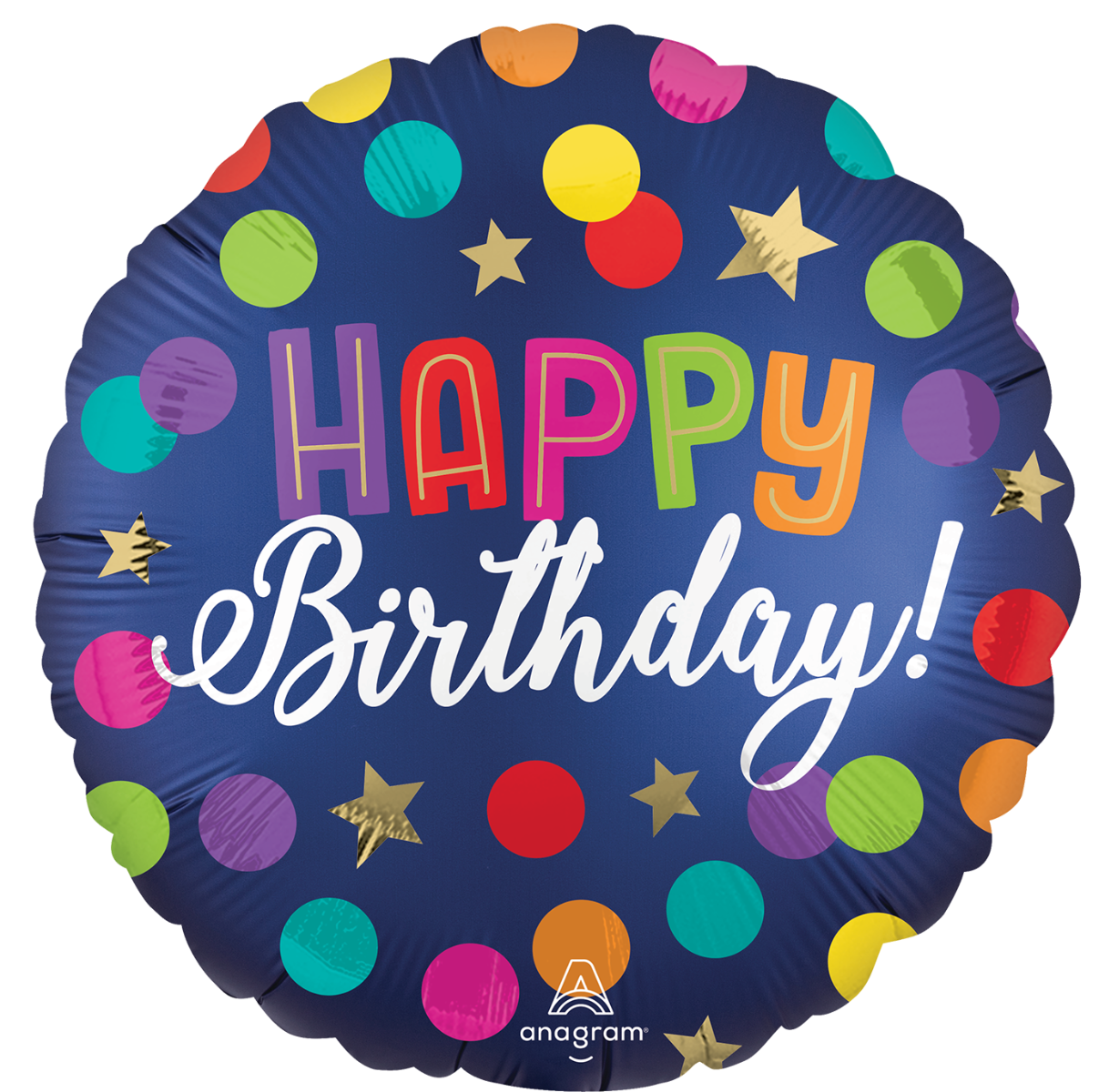 Blue Satin B'day Round Foil Balloon 18 in.