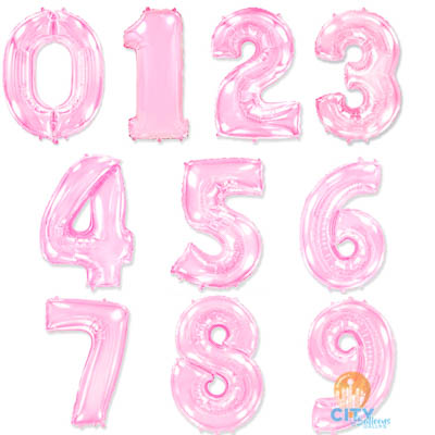 Pastel Pink Foil Number Balloons (0 to 9)