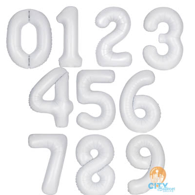 Matte White Foil Number Balloons (0 to 9) - 34 in.