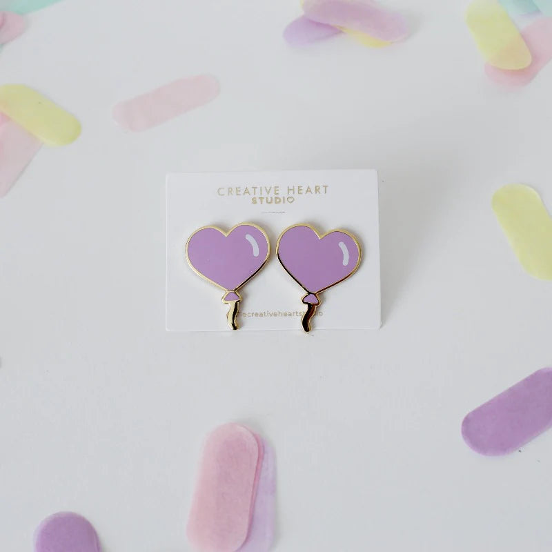 Heart Balloon Earrings - Lavender