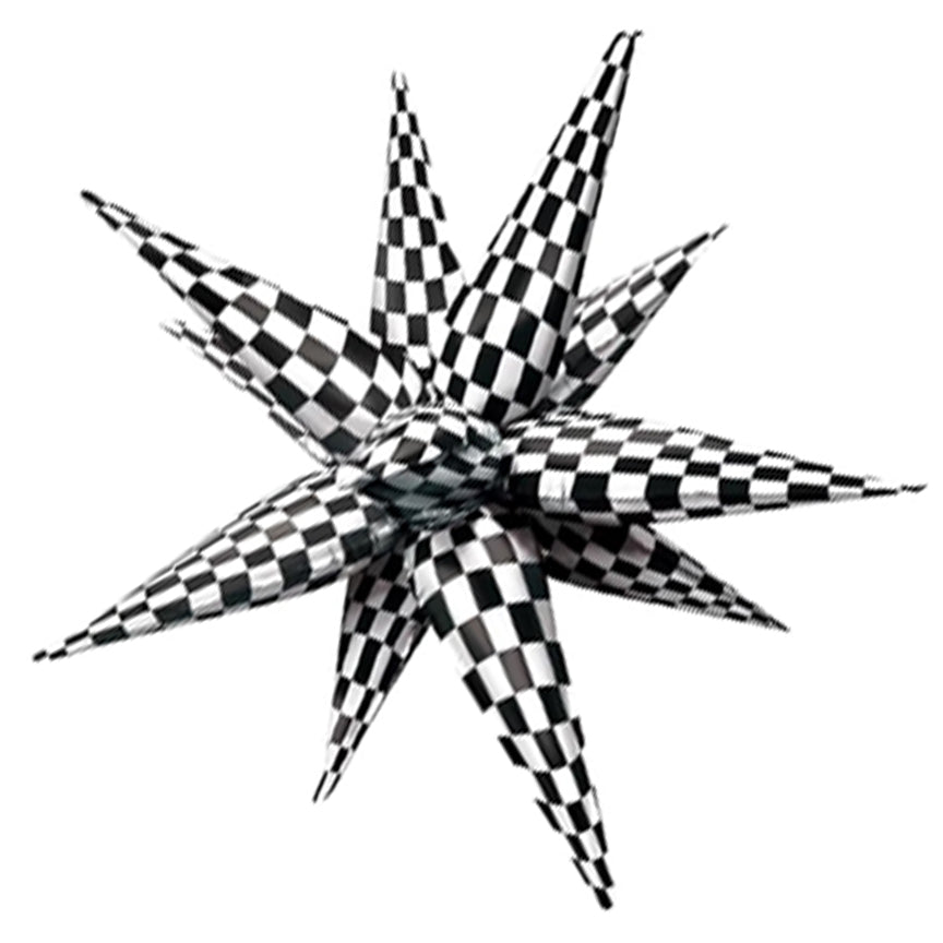 Black & White Checkered Starburst  - 26 in.