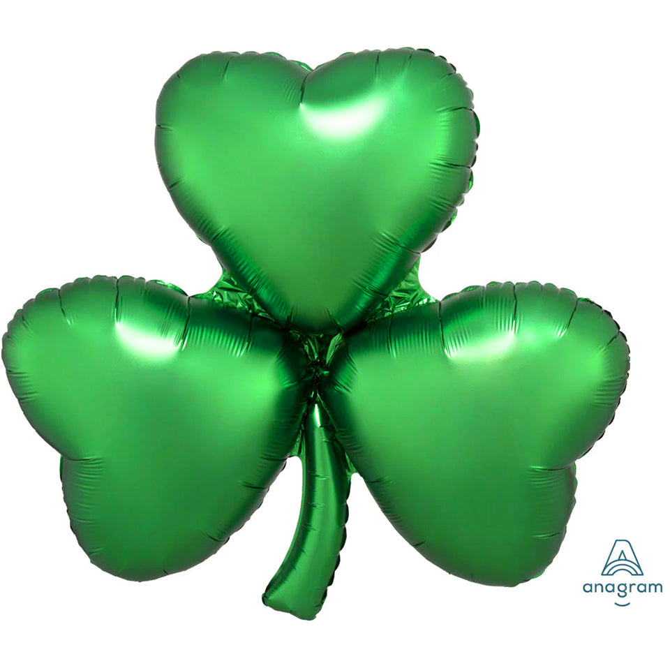 Satin Emerald Shamrock Shape Foil Balloon 29 in.