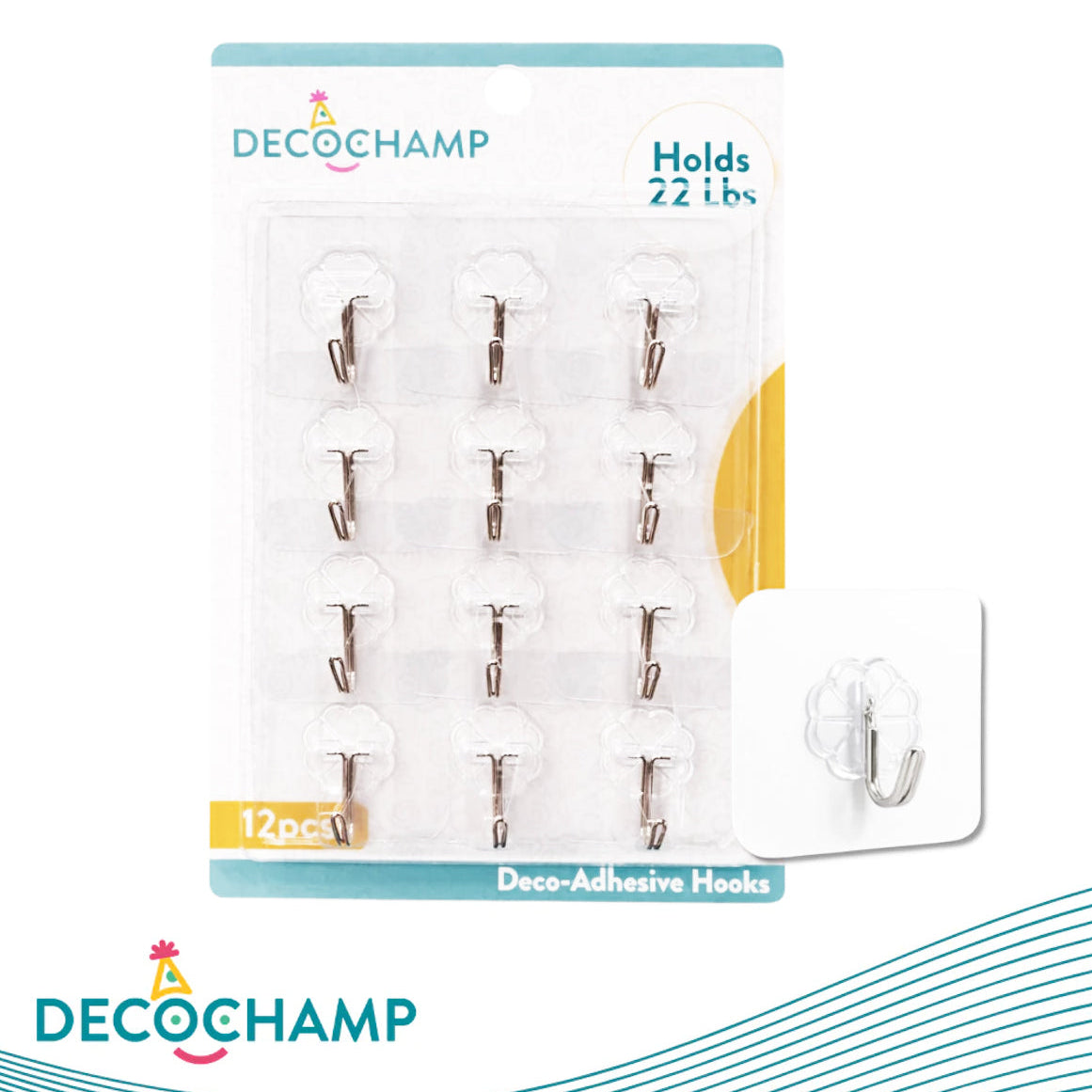 Deco-Adhesive Hooks 22 lbs (12 ct.)