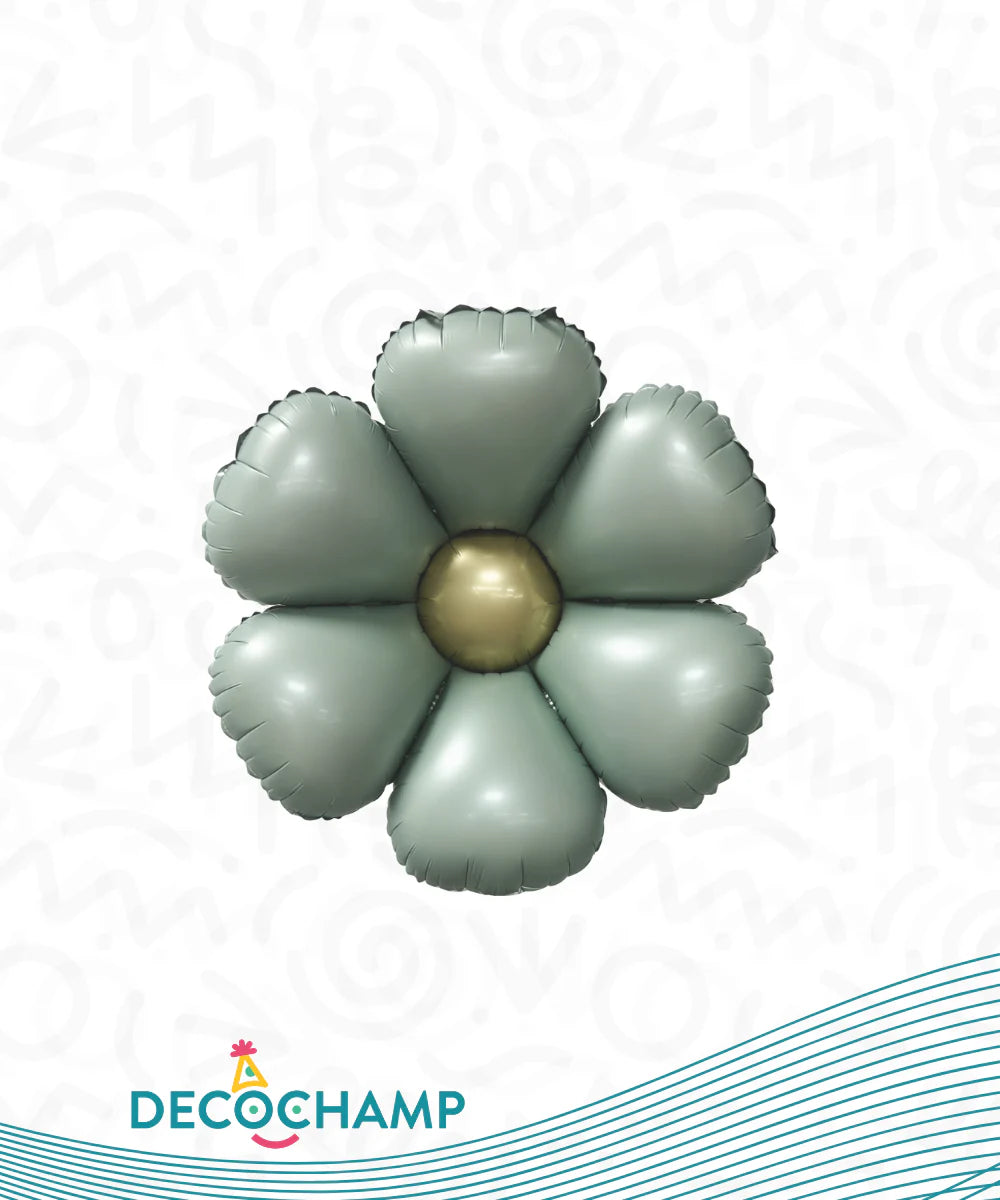 Daisy Flower Shape Non-Foil Balloon - Eucalyptus